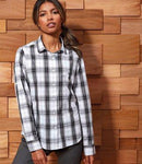 Customisable, personalise Premier Ladies Ginmill Check Long Sleeve Shirt - Stitch & Print NI