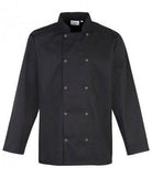 Customisable, personalise Premier Studded Front Long Sleeve Chef's Jacket - Unisex - Stitch & Print NI