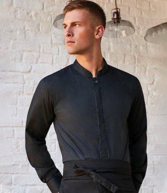 Customisable, personalise Bar Shirt Mandarin Collar Long Sleeve (Tailored Fit) - Stitch & Print NI