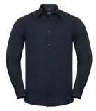 Customisable, personalise Russell Collection Long Sleeve Tailored Poplin Shirt - Stitch & Print NI